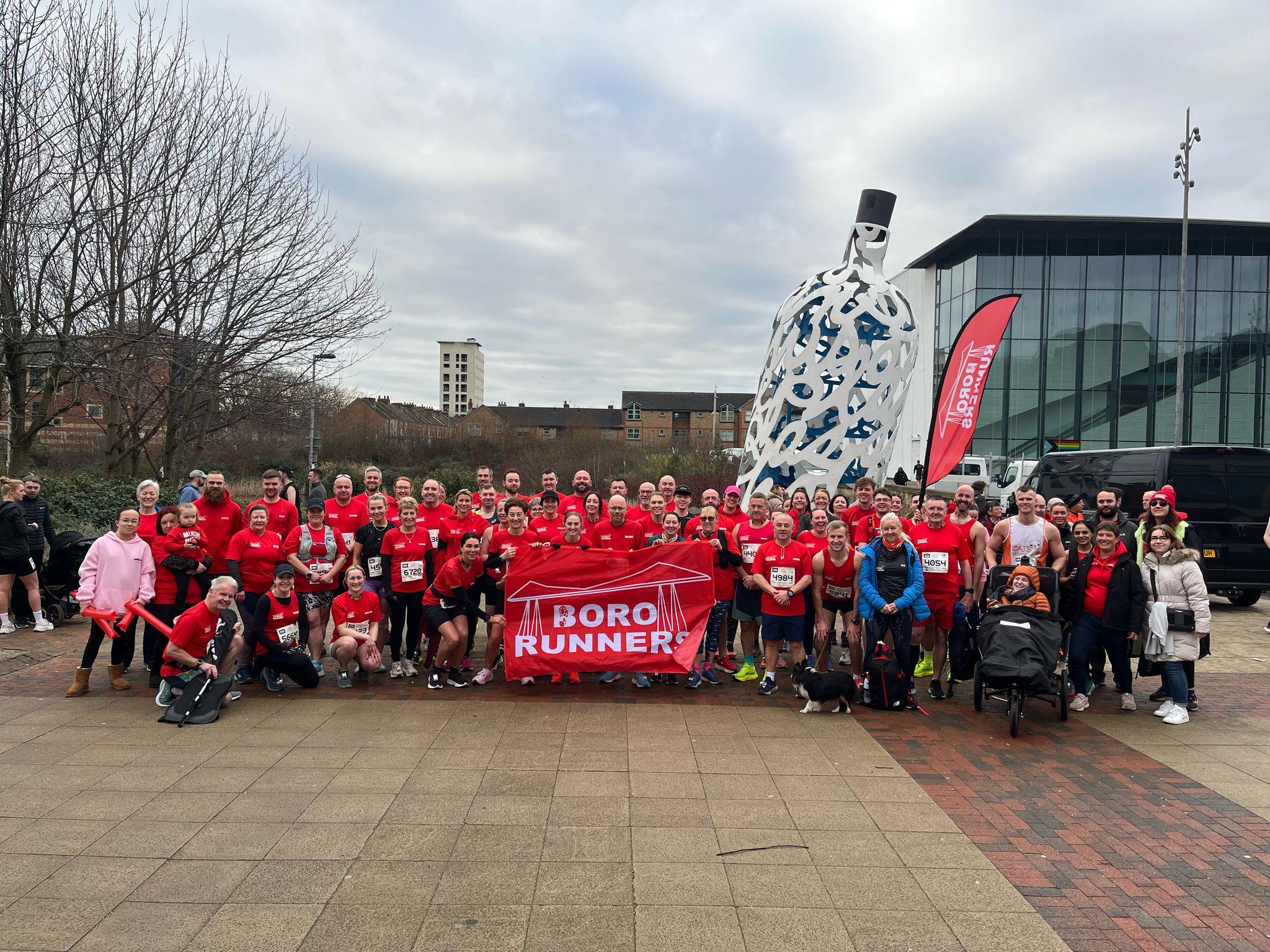 Bororunners Running Club members running together in Teesside