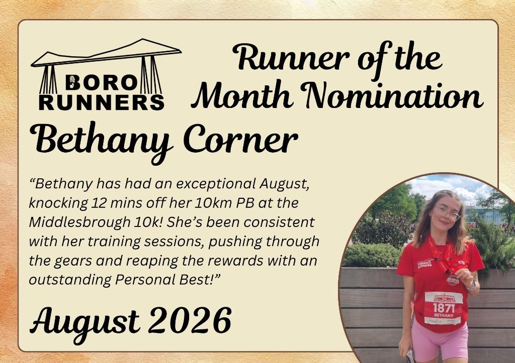 Bethany Corner — Runner of the Month